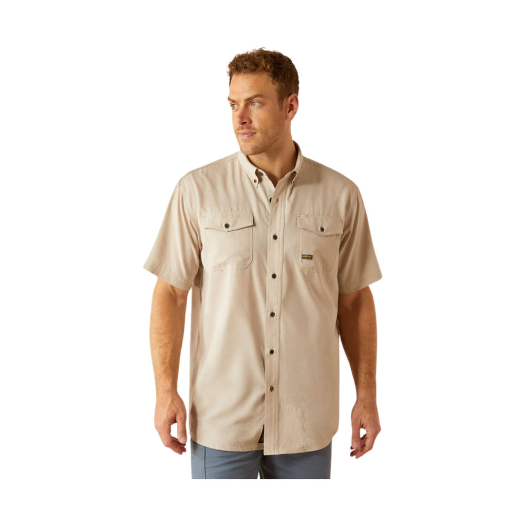 Ariat Men's Made Tough VentTEK DuraStretch Work Shirt - Island Fossil - Lenny's Shoe & Apparel