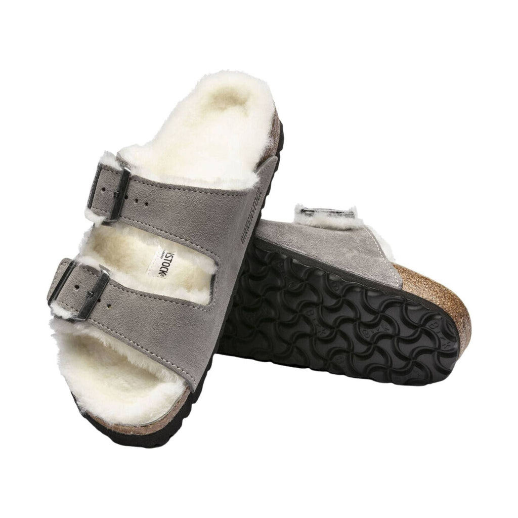 Birkenstock Arizona Shearling Sandal - Stone - Lenny's Shoe & Apparel