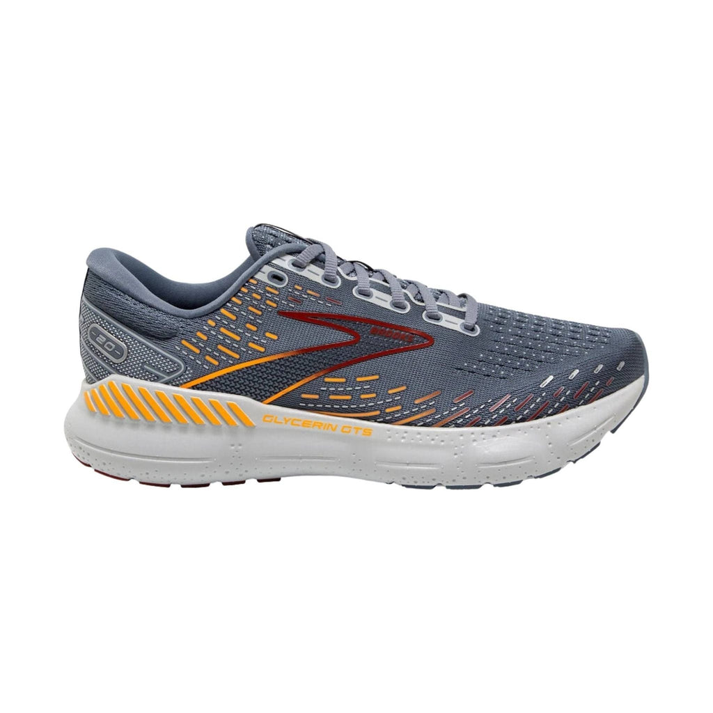 Brooks Men's Glycerin GTS 20 Road Running Shoes - Grey/Chili Oil/Orange - Lenny's Shoe & Apparel