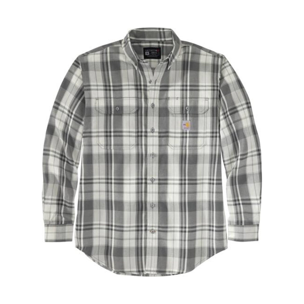 Carhartt Men's Flame Resistant Force Rugged Flex Loose Fit Twill Long Sleeve Plaid Shirt - Shadow/Malt - Lenny's Shoe & Apparel