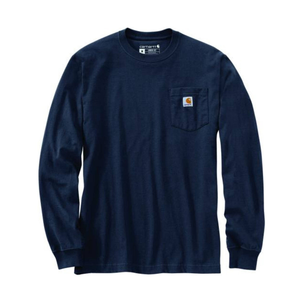 Carhartt Men's Loose Fit Heavyweight Long Sleeve Pocket C Graphic Tee - Navy - Lenny's Shoe & Apparel