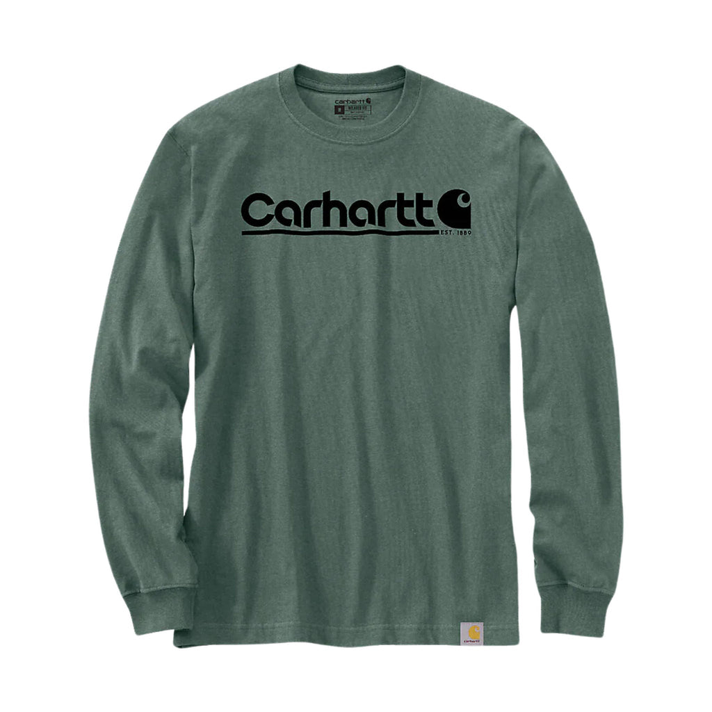 Carhartt Relaxed Fit Heavyweight Long Sleeve Logo Graphic T Shirt - Frosted Balsam Heather - Lenny's Shoe & Apparel