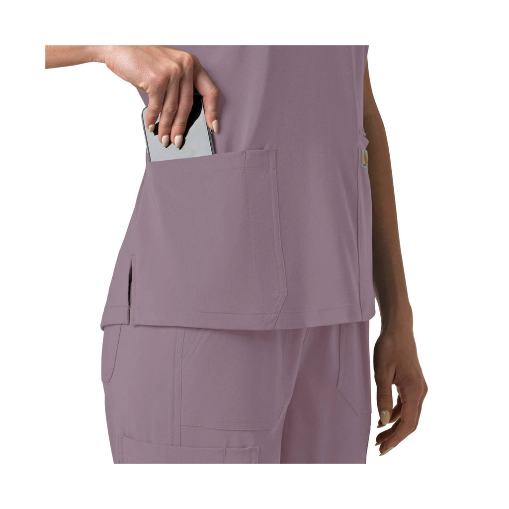 Carhartt Women's Force Cross Flex Panel V Neck Scrub Top - Lavender Mist - Lenny's Shoe & Apparel