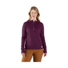 Carhartt Women's Force Relaxed Fit Half Zip Hooded T Shirt - Eggplant - Lenny's Shoe & Apparel