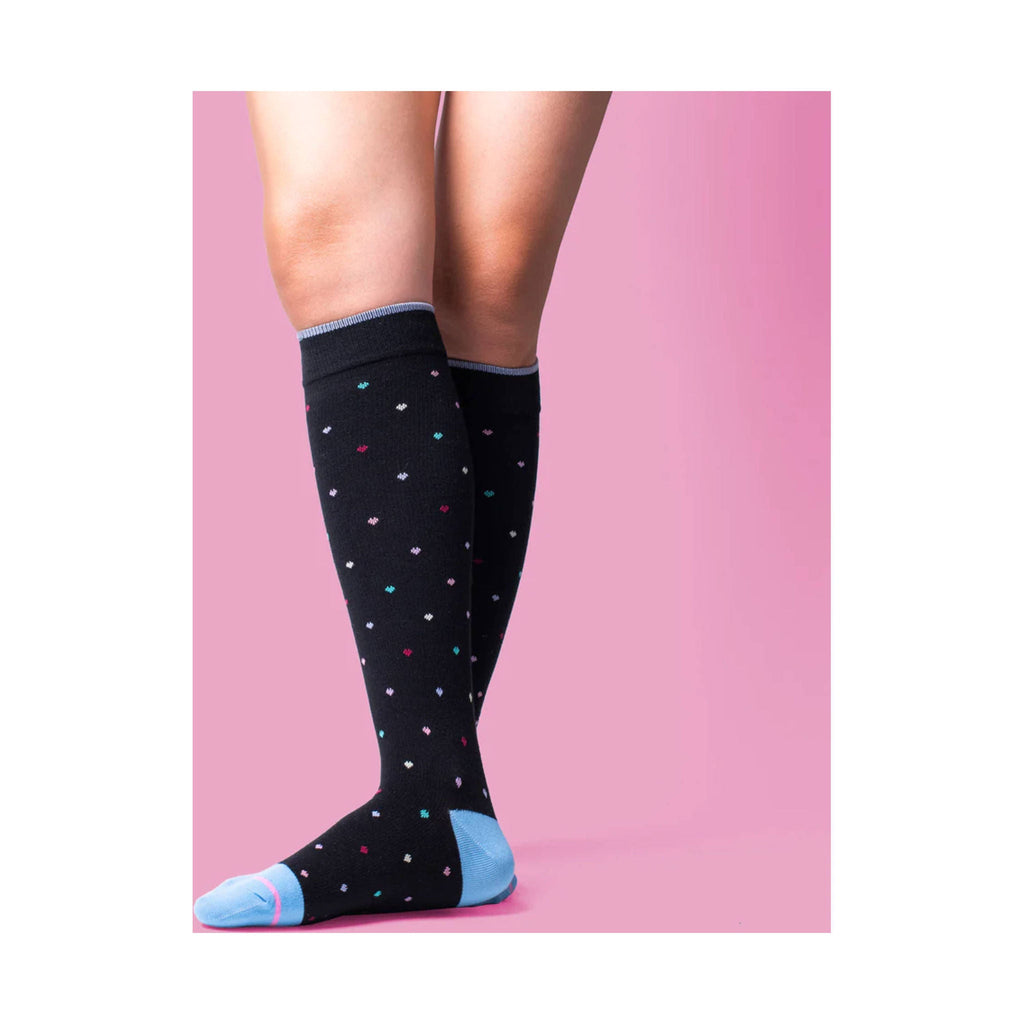 Dr. Motion Women's Mini Hearts Knee High Compression Socks - Black - Lenny's Shoe & Apparel