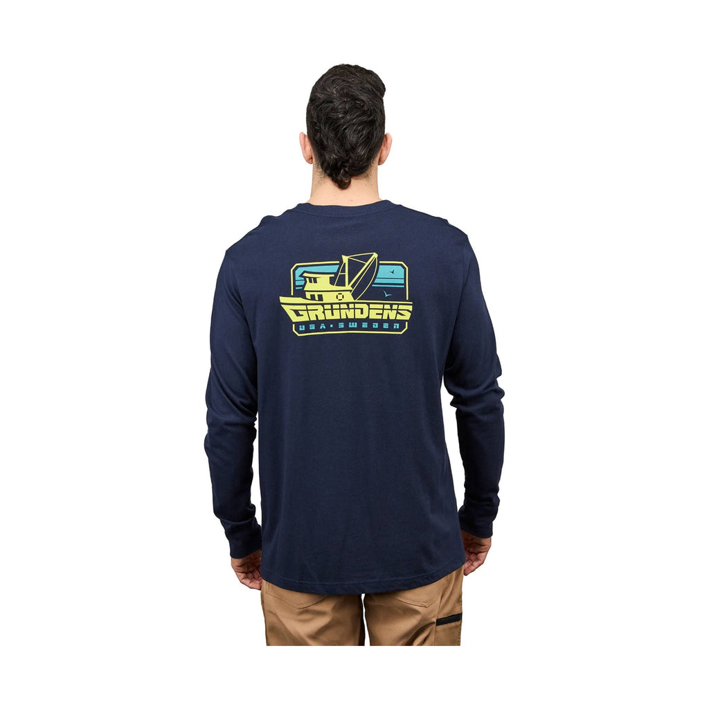 Grundens Men's Commercial Boat Long Sleeve T Shirt - Dark Navy - Lenny's Shoe & Apparel