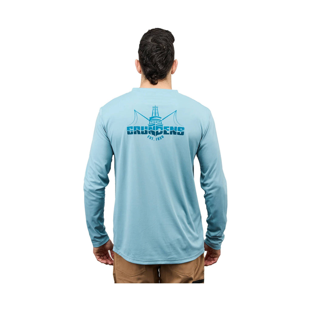 Grundens Men's Logo Boat Long Sleeve Tech Tee - Surf - Lenny's Shoe & Apparel