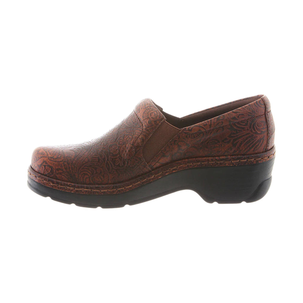 Klogs Women's Naples - Brown Floral Tooled - Lenny's Shoe & Apparel