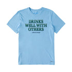 Life Is Good Men's Drinks Well With Others Pub Script Crusher Tee - Cool Blue FINAL SALE - Lenny's Shoe & Apparel