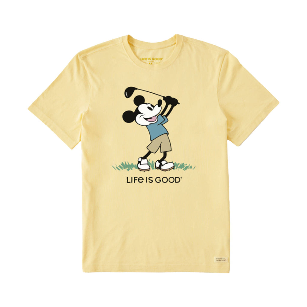 Life Is Good Men's Steamboat Willie Golf Crusher Tee - Sandy Yellow FINAL SALE - Lenny's Shoe & Apparel