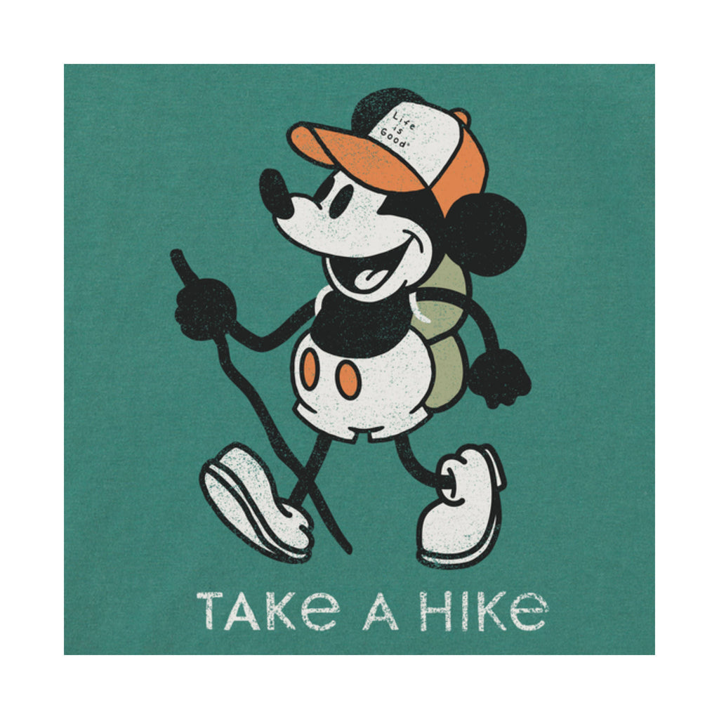 Life Is Good Men's Steamboat Willie Take A Hike Crusher Tee - Spruce Green FINAL SALE - Lenny's Shoe & Apparel