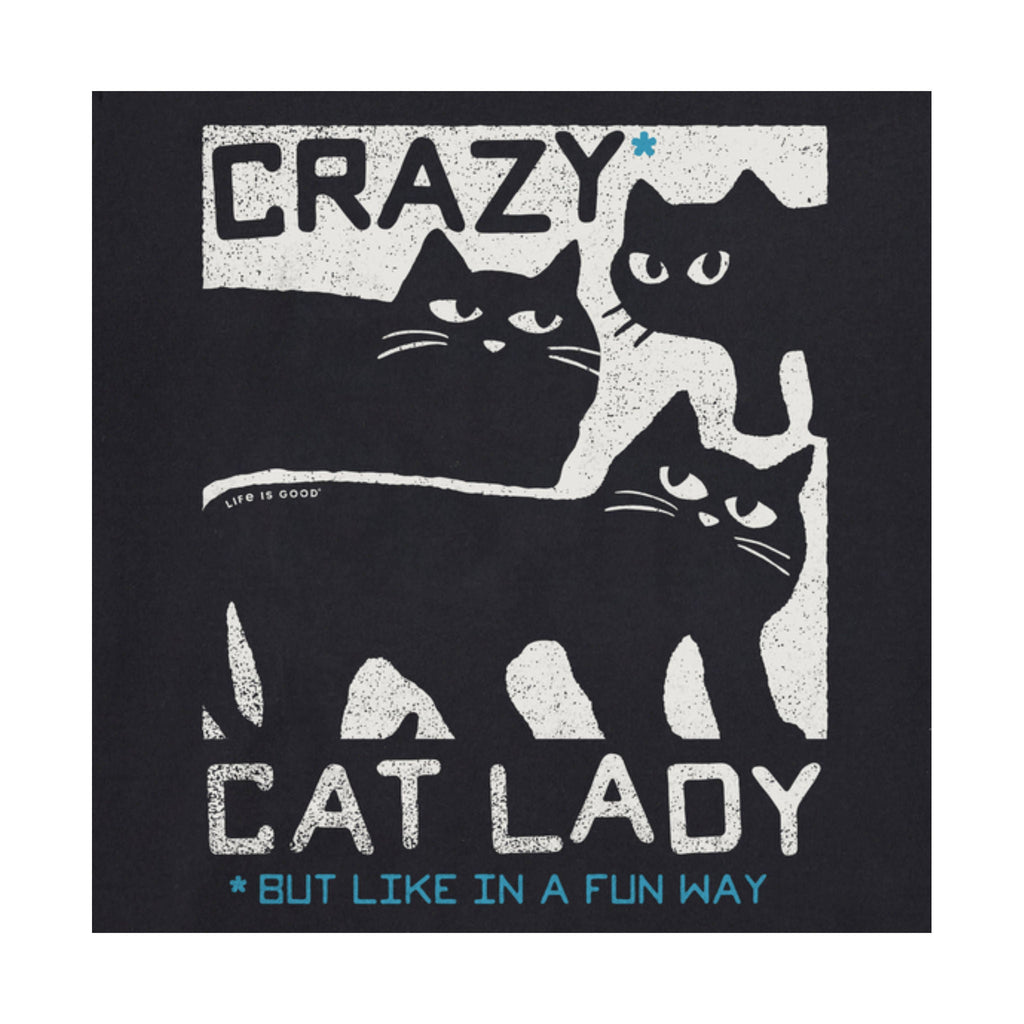 Life Is Good Women's Crazy Cat Lady Short Sleeve Tee - Jet Black - Lenny's Shoe & Apparel