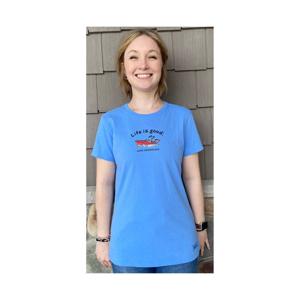 Life Is Good Women's Lake Champlain Exclusive Cruiser Tee - Cornflower Blue - Lenny's Shoe & Apparel