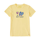 Life Is Good Women's Tie Dye Wine and Flip Flops Crusher Lite Tee - Sandy Yellow FINAL SALE - Lenny's Shoe & Apparel