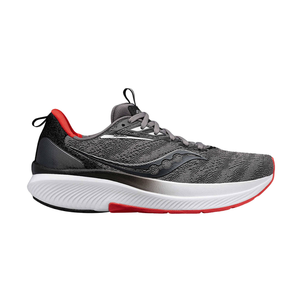 Saucony Men's Echelon 9 Running Shoes - Charcoal/Red Sky - Lenny's Shoe & Apparel