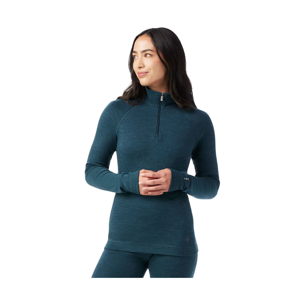 Smartwool Women's Classic Thermal Merino Layer Quarter Zip - Twilight Blue Heather - Lenny's Shoe & Apparel