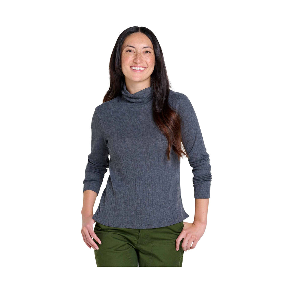 Toad & Co Women's Foothill Pointelle Long Sleeve T Neck - Soot - ONLINE STORE CREDIT/EXCHANGE ONLY - Lenny's Shoe & Apparel