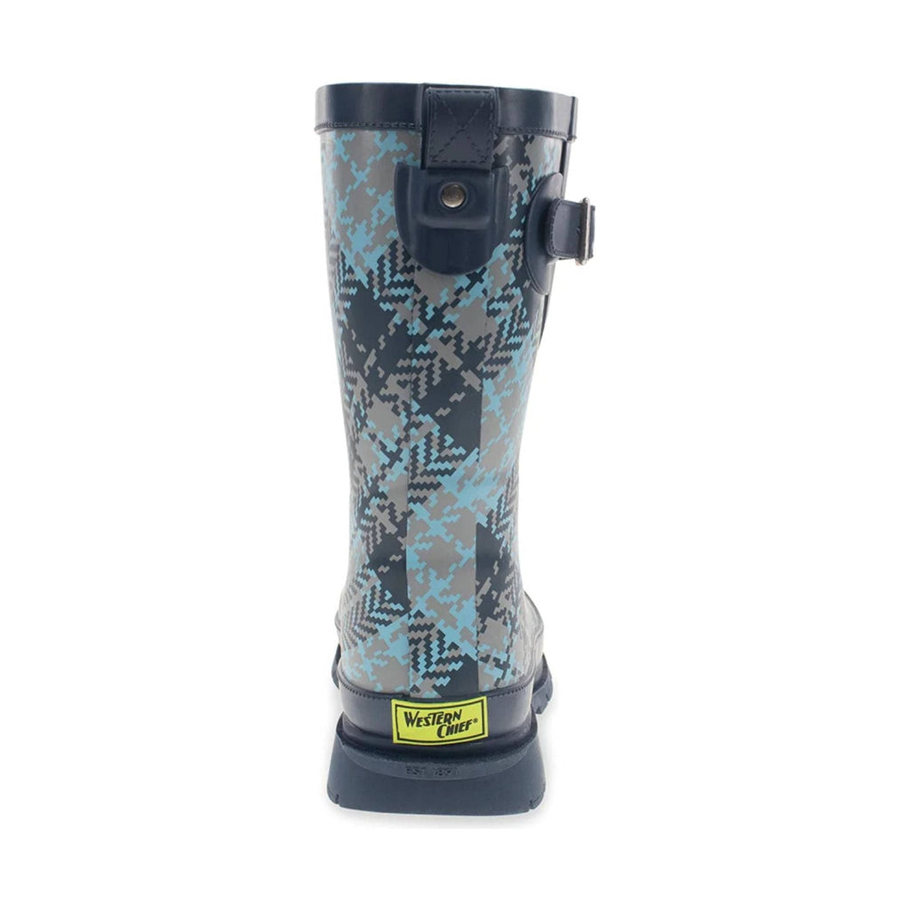 Western Tweed Plaid Faux Fur Mid Rain Boot - Blue Plaid - Lenny's Shoe & Apparel