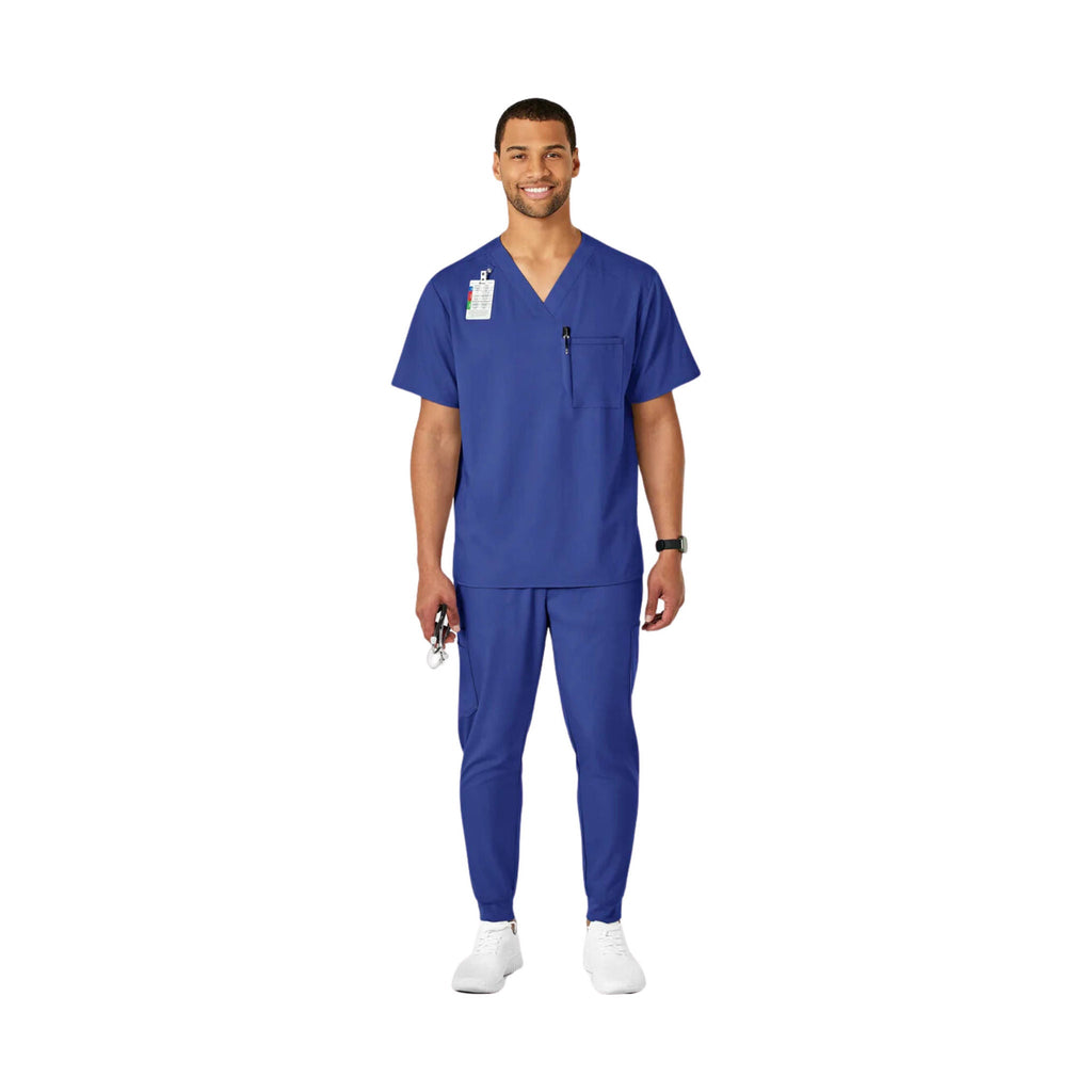 WonderWink Men's Pro V Neck Scrub Top - Galaxy Blue - Lenny's Shoe & Apparel