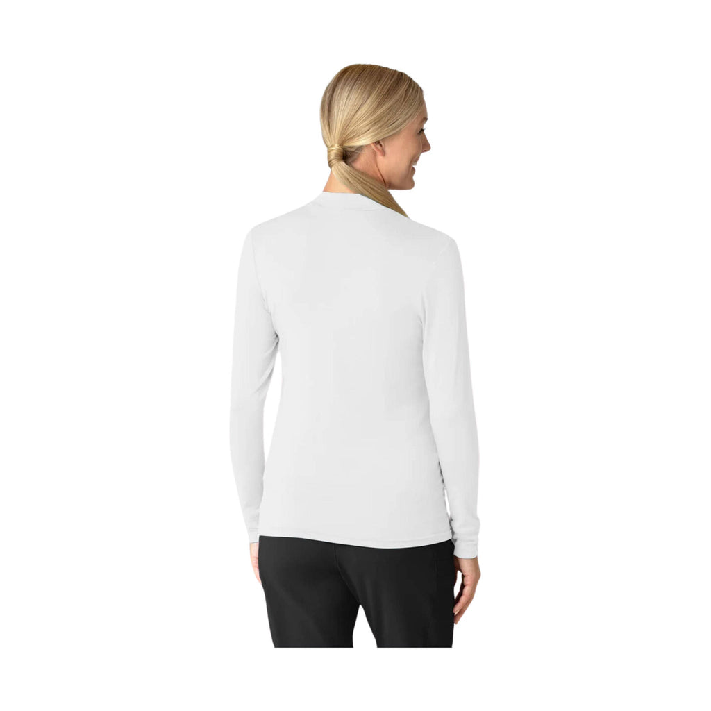 WonderWink Women's Long Sleeve Mock Neck Silky Tee - White - ONLINE STORE CREDIT/EXCHANGE ONLY - Lenny's Shoe & Apparel