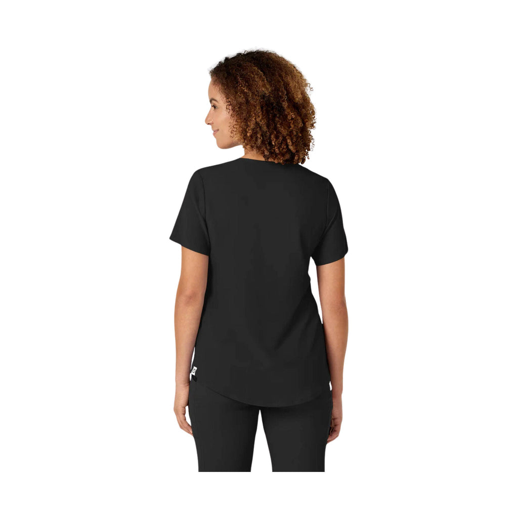 WonderWink Women's Renew V Neck Scrub Top - Black - Lenny's Shoe & Apparel