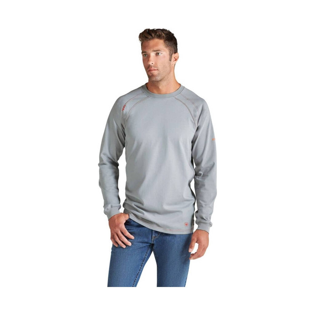 Ariat Men's Flame Resistant Work Crew Long Sleeve T-Shirt - Gray - Lenny's Shoe & Apparel