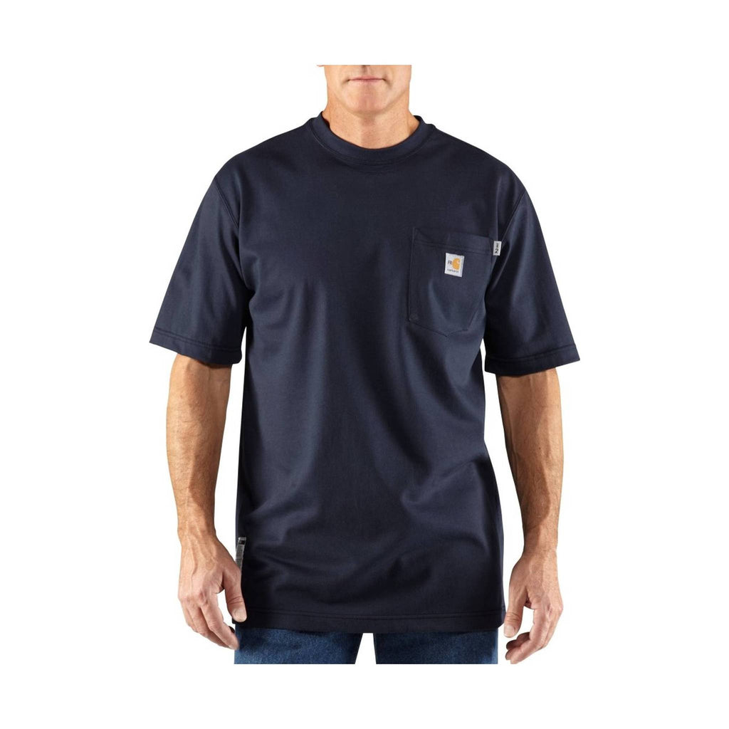 Carhartt Men's Flame Resistant Force Cotton Short Sleeve T Shirt - Dark Navy - Lenny's Shoe & Apparel