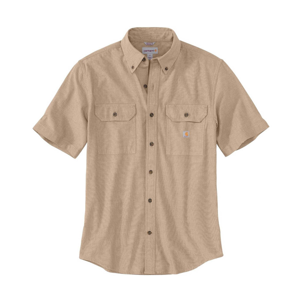 Carhartt Men's Midweight Short Sleeve Shirt - Dark Tan Chambray - Lenny's Shoe & Apparel