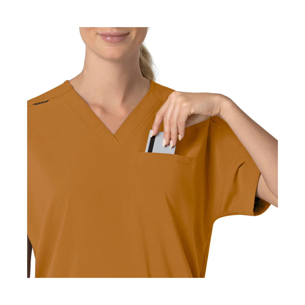 Carhartt Women's Force Cross Flex Oversized V Neck Scrub Top - Fox Brown - Lenny's Shoe & Apparel