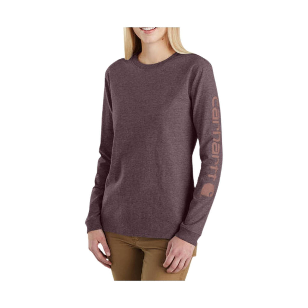 Carhartt Women's Long Sleeve Logo T-Shirt - Blackberry Heather - Lenny's Shoe & Apparel