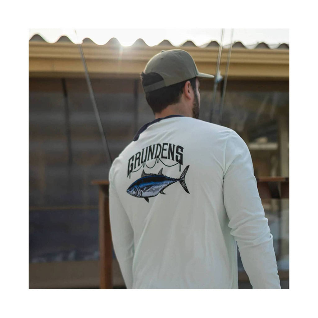 Grundens Men's Tuna Long Sleeve Tech Tee - Wan Blue - Lenny's Shoe & Apparel