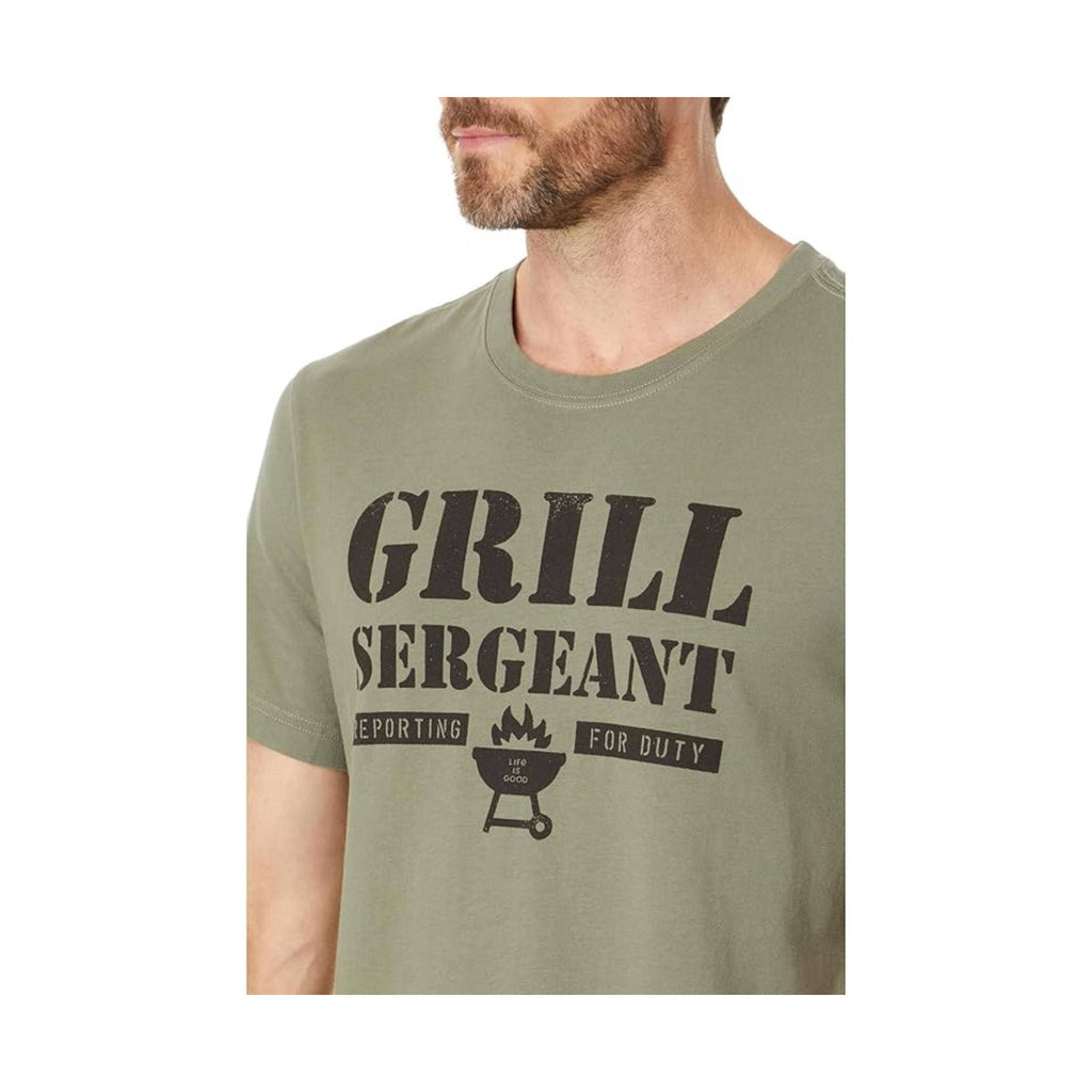 Life Is Good Men's Grill Sergeant Crusher Tee - Moss Green - Lenny's Shoe & Apparel