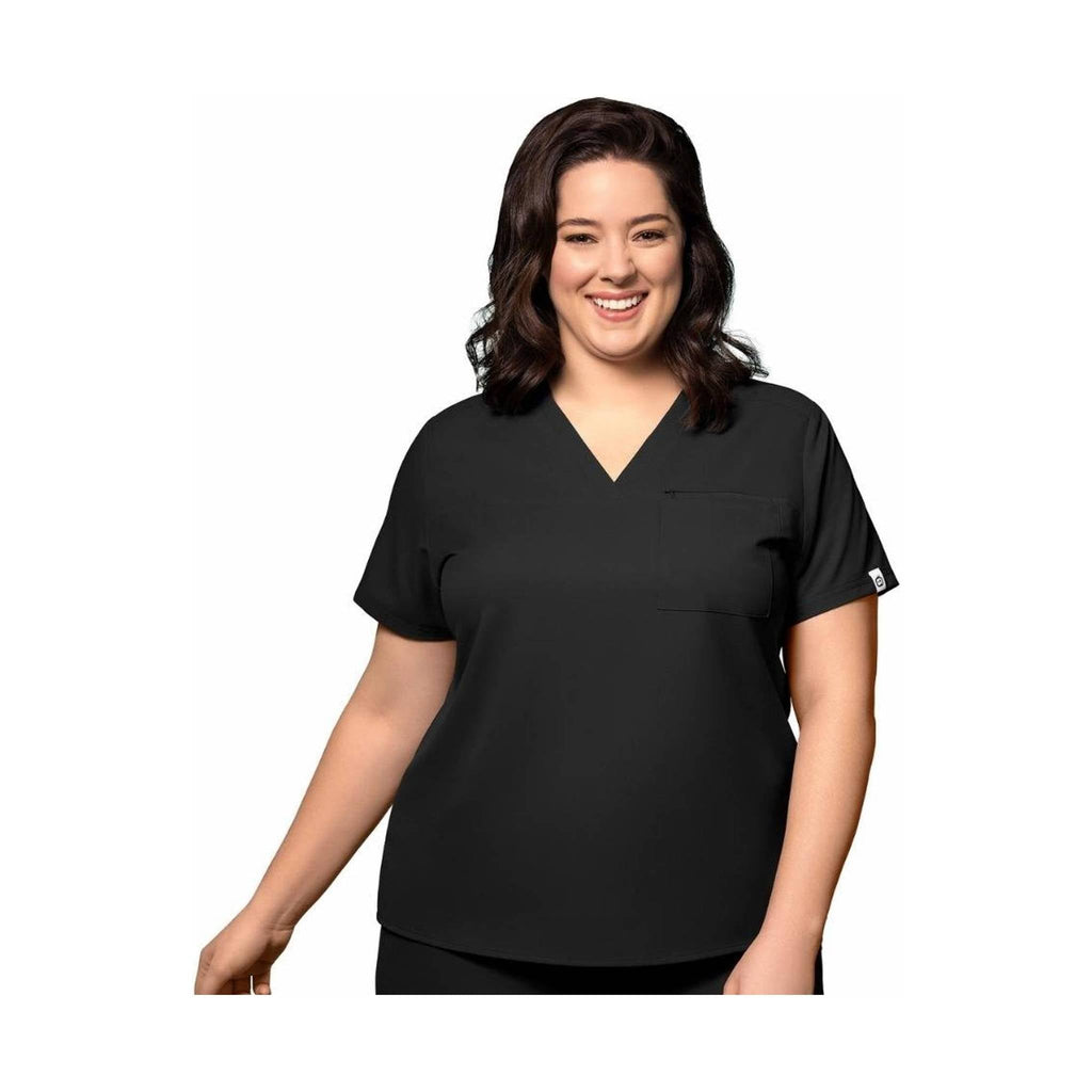 WonderWink Women's Thrive V-Neck Tuck-In Scrub Top - Black - Lenny's Shoe & Apparel